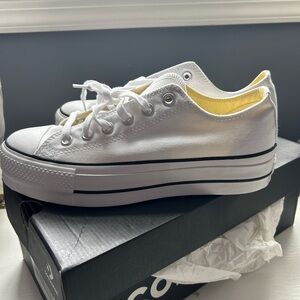 White low top platform Converse